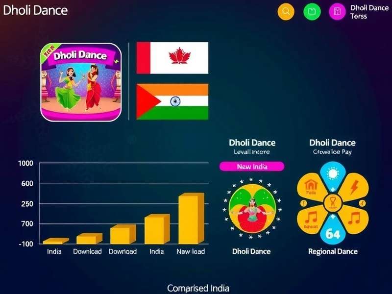Dholi Dance gameplay screenshot showing vibrant Indian-themed interface